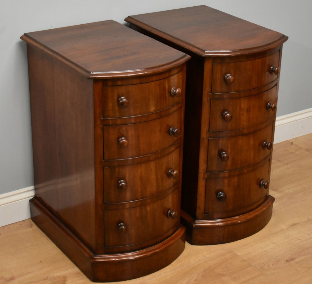 Pair of 19th Century Victorian Mahogany Bow Front Bedside Chests
