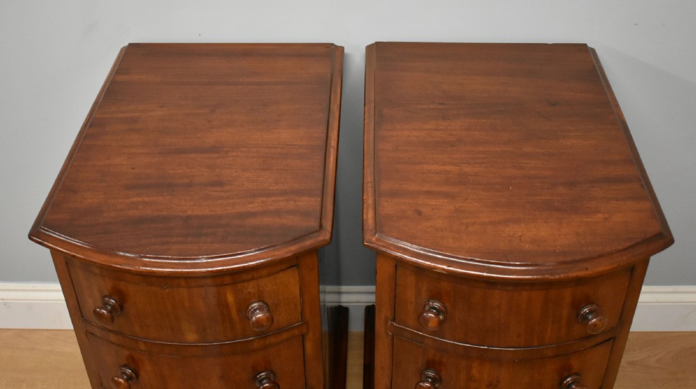 Pair of 19th Century Victorian Mahogany Bow Front Bedside Chests View II