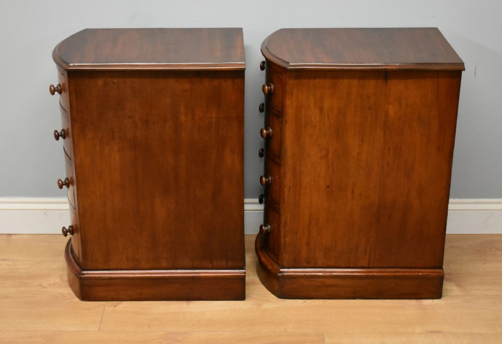 Pair of 19th Century Victorian Mahogany Bow Front Bedside Chests View III
