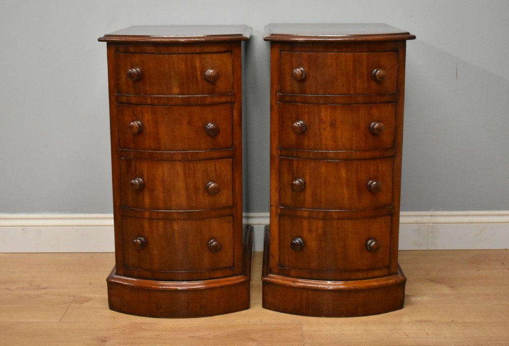 Pair of 19th Century Victorian Mahogany Bow Front Bedside Chests View IV