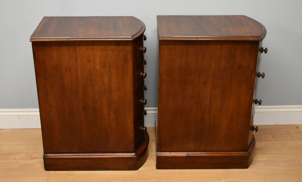 Pair of 19th Century Victorian Mahogany Bow Front Bedside Chests View V