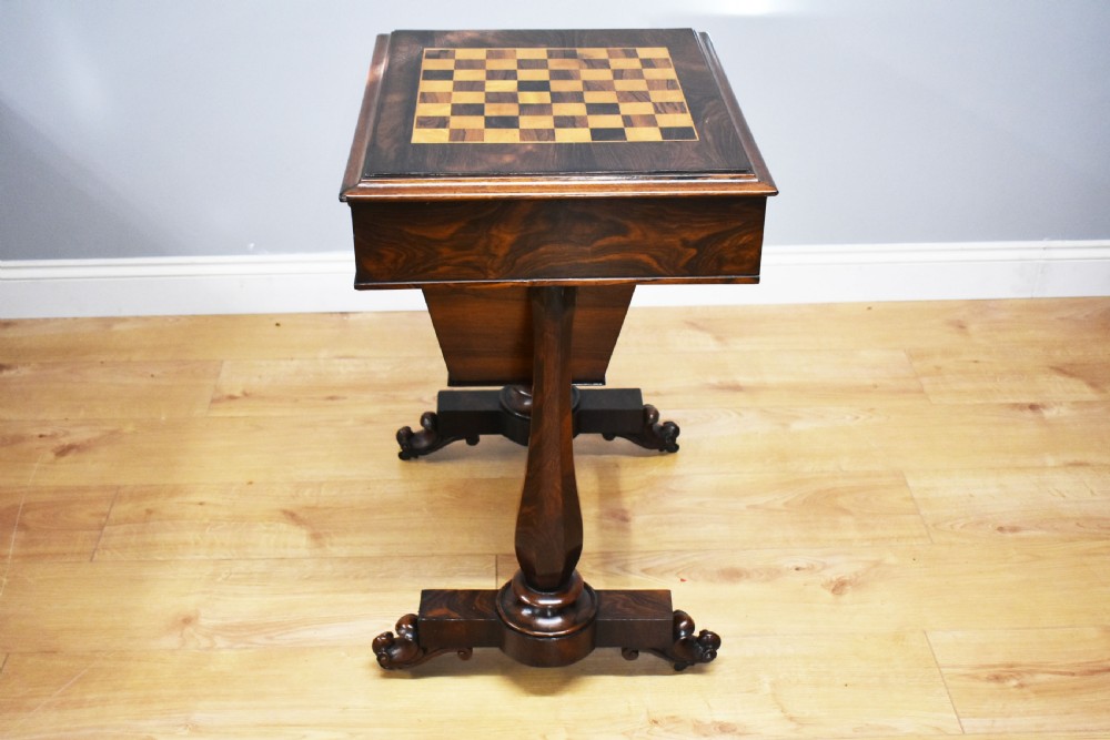 19th Century William IV Rosewood Games Table View VI