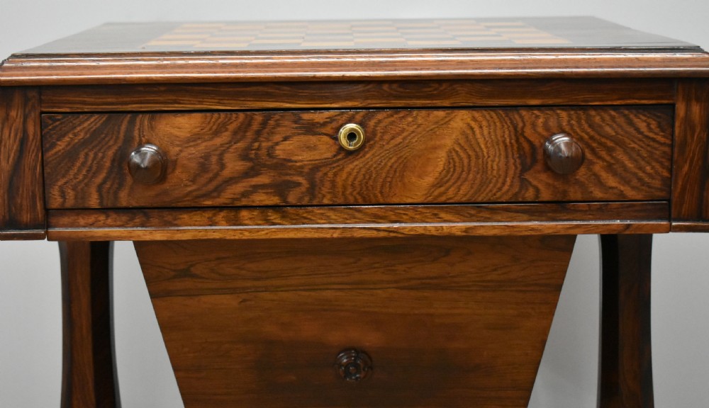 19th Century William IV Rosewood Games Table View VIII