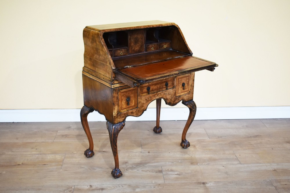 20th Century Queen Anne Revival Burr Walnut Bureau View II