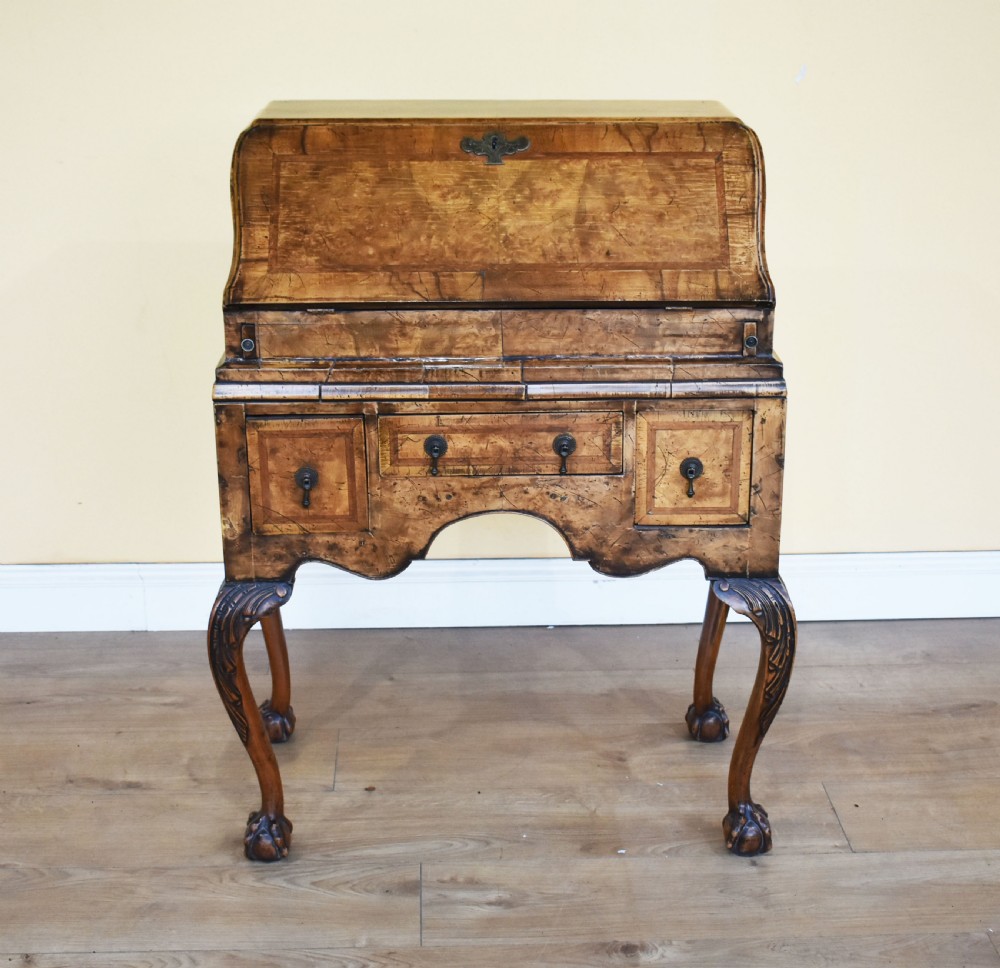 20th Century Queen Anne Revival Burr Walnut Bureau View III