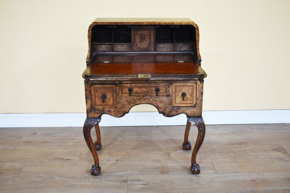 20th Century Queen Anne Revival Burr Walnut Bureau View IV