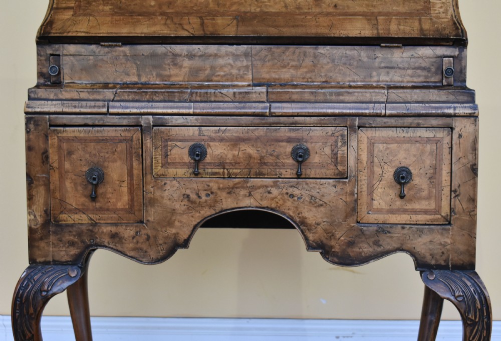20th Century Queen Anne Revival Burr Walnut Bureau View VI