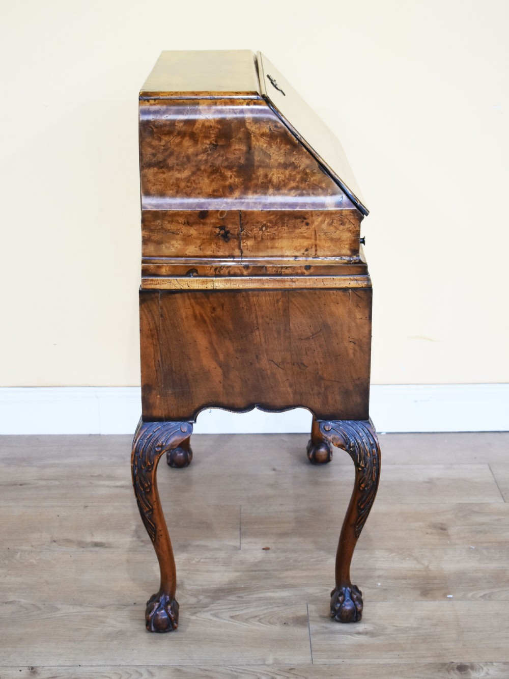 20th Century Queen Anne Revival Burr Walnut Bureau View IX