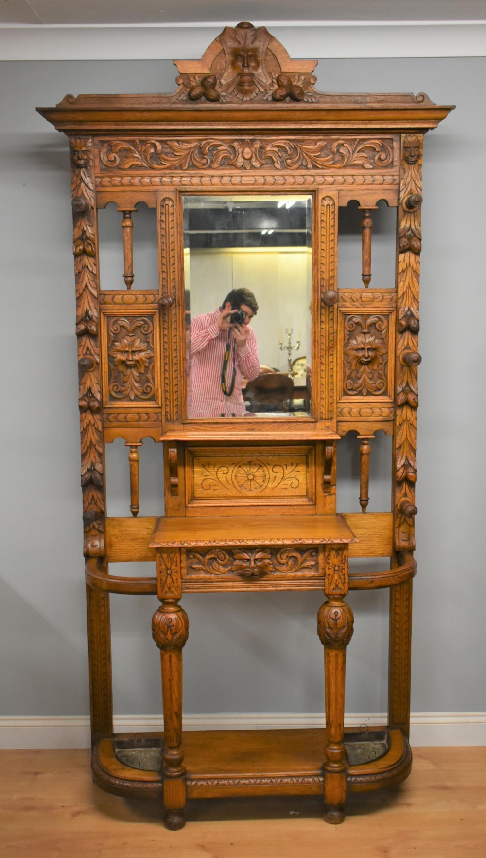 Victorian Carved Oak Hallstand