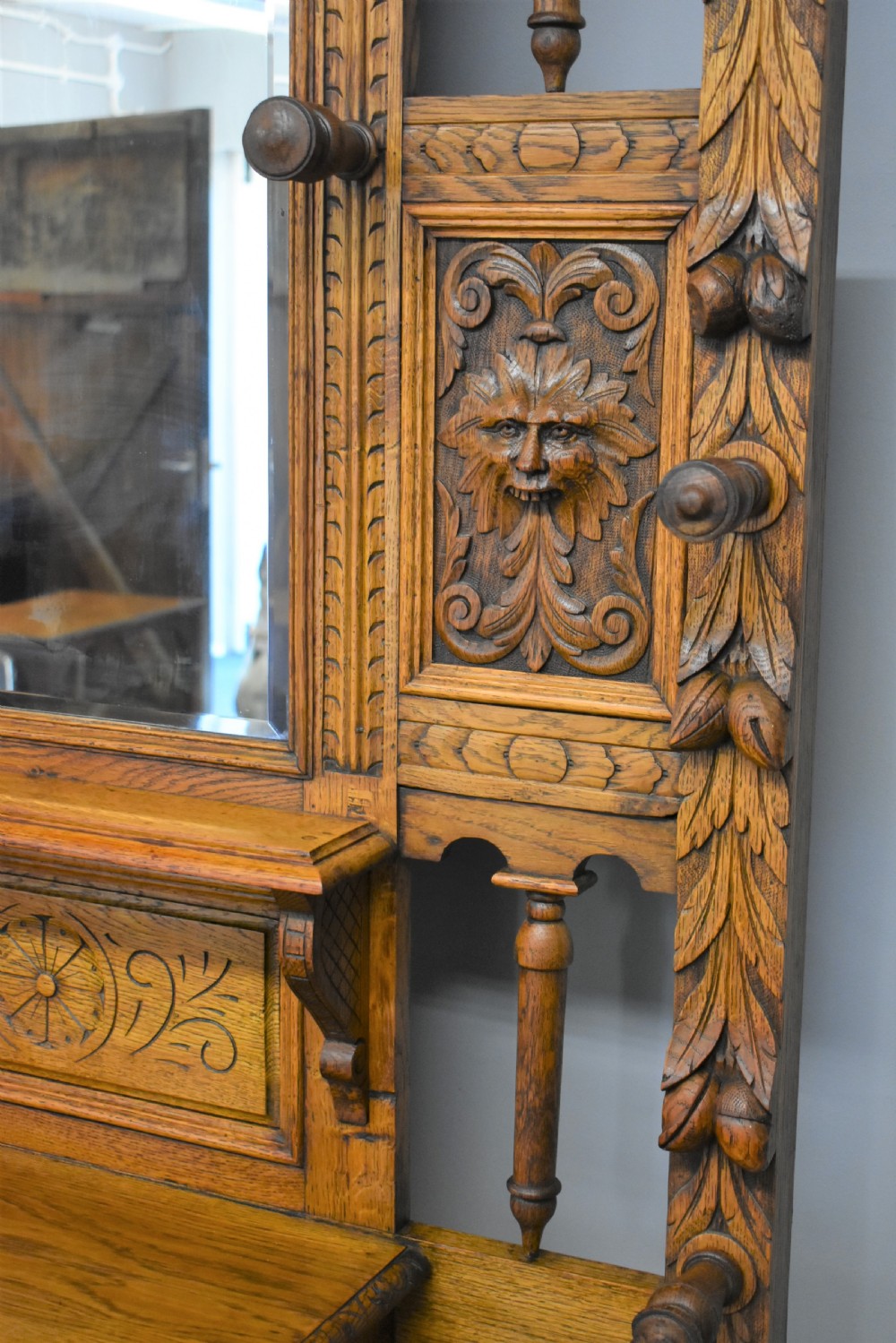 Victorian Carved Oak Hallstand View XI