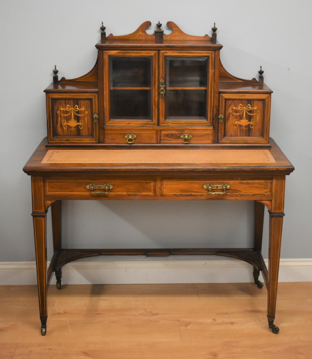 Late Victorian Rosewood and Marquetry Writing Table View II