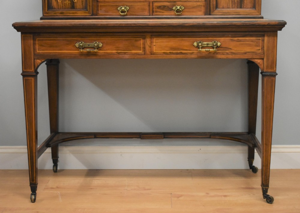 Late Victorian Rosewood and Marquetry Writing Table View III