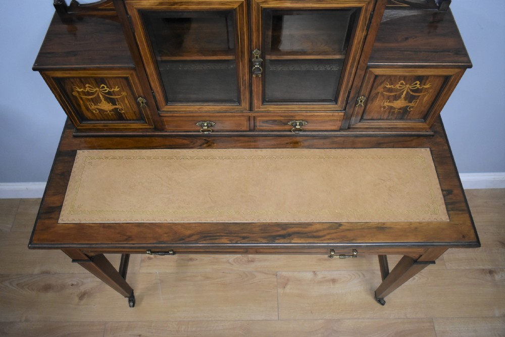 Late Victorian Rosewood and Marquetry Writing Table View VII