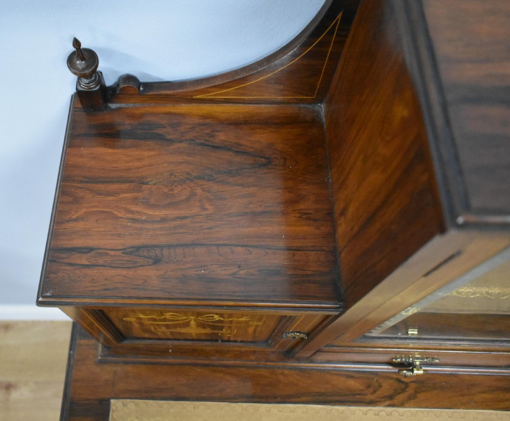 Late Victorian Rosewood and Marquetry Writing Table View XV