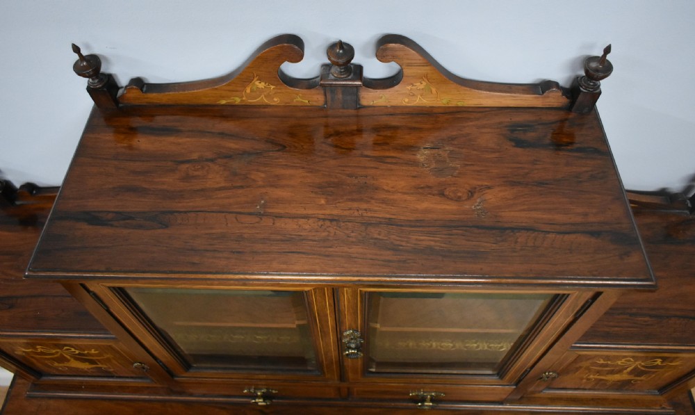 Late Victorian Rosewood and Marquetry Writing Table View XVI