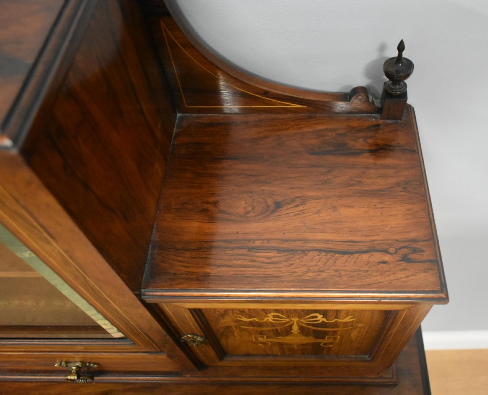 Late Victorian Rosewood and Marquetry Writing Table View XVII