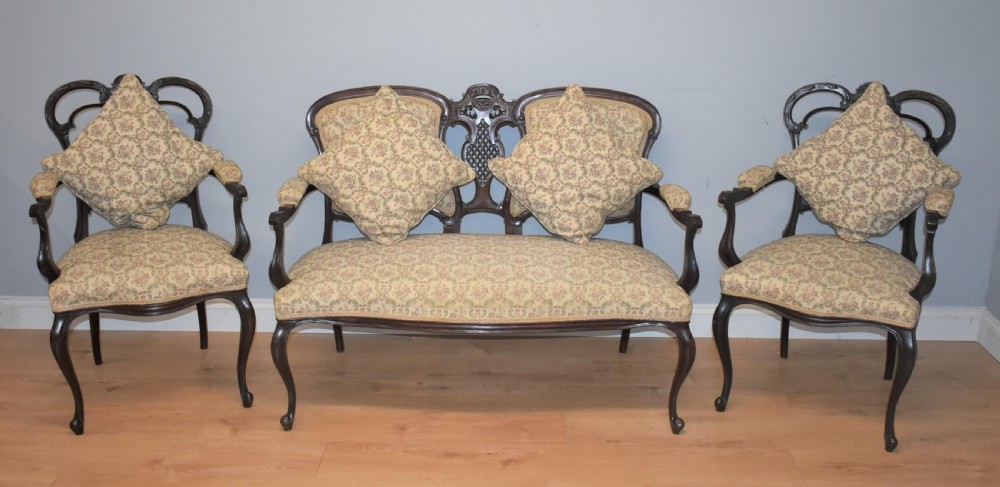 Edwardian Mahogany Three Piece Salon Suite