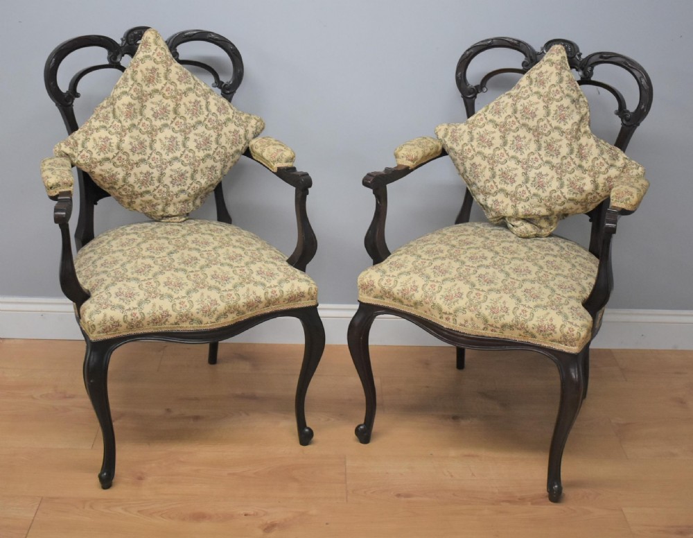 Edwardian Mahogany Three Piece Salon Suite View XI