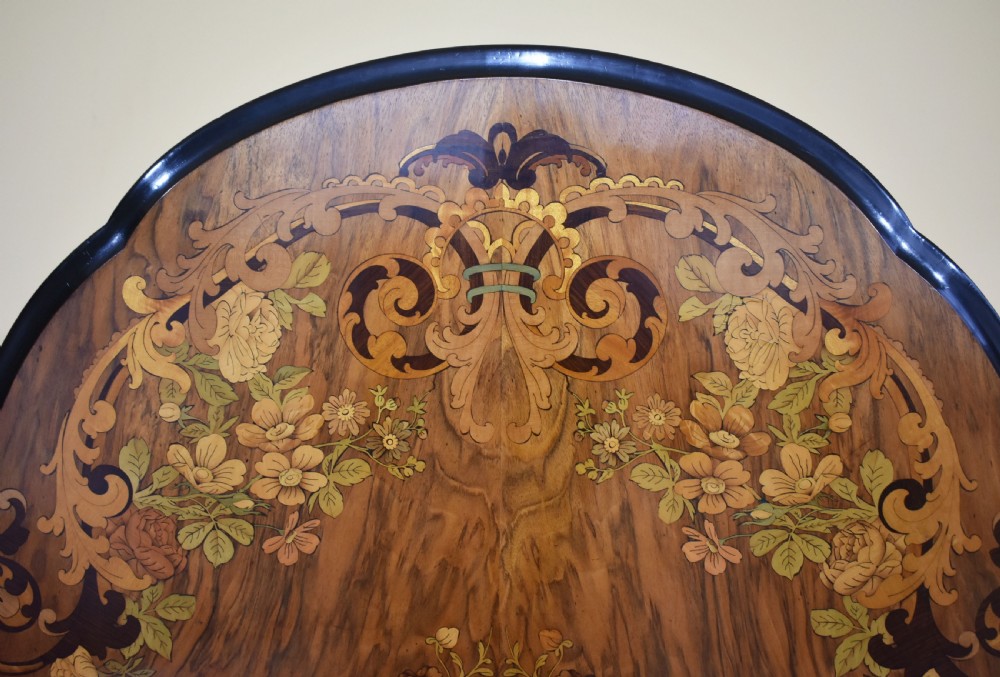 19th Century Victorian Walnut & Marquetry Dining Table View III