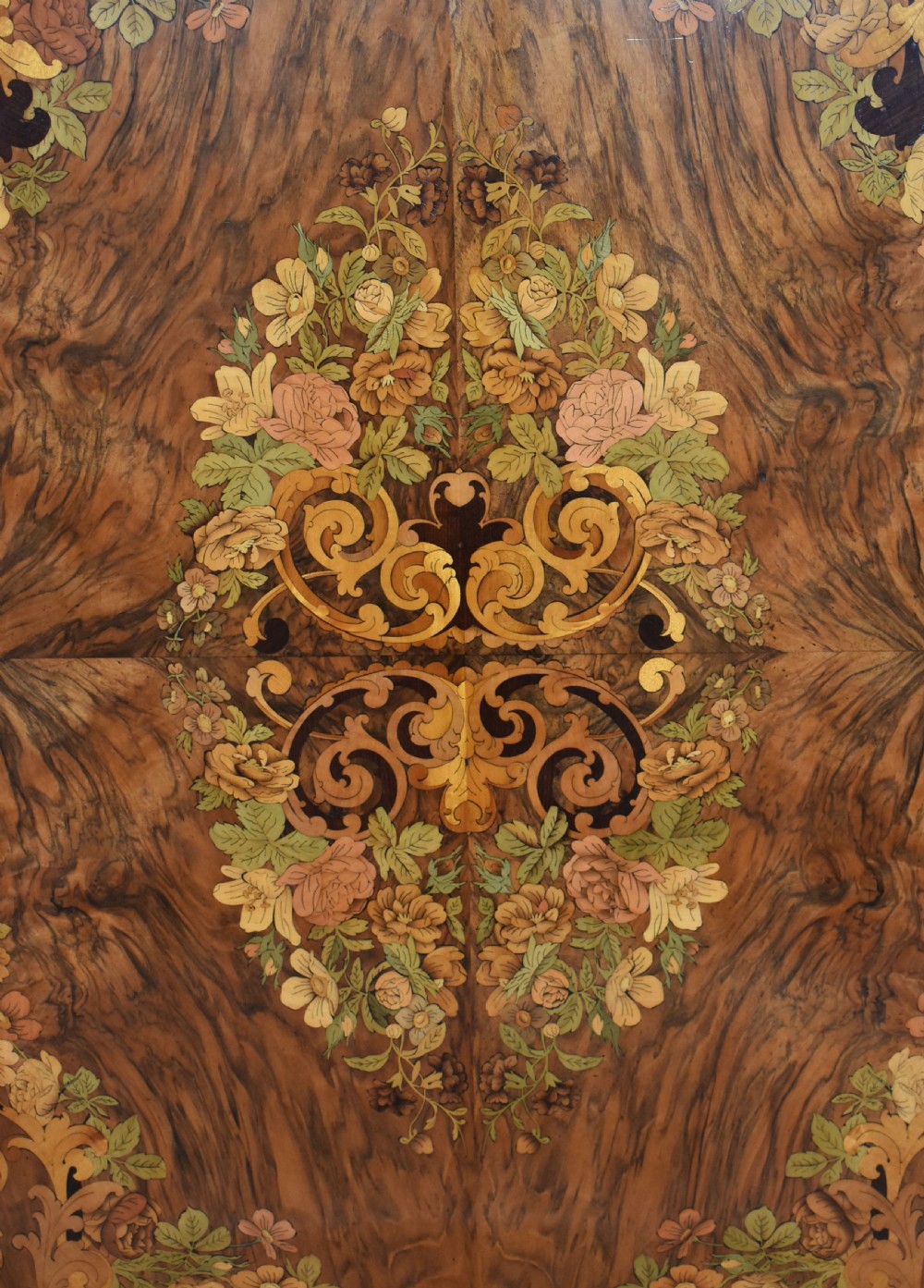 19th Century Victorian Walnut & Marquetry Dining Table View IV