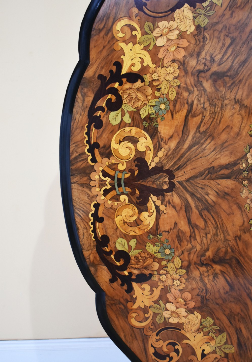 19th Century Victorian Walnut & Marquetry Dining Table View V