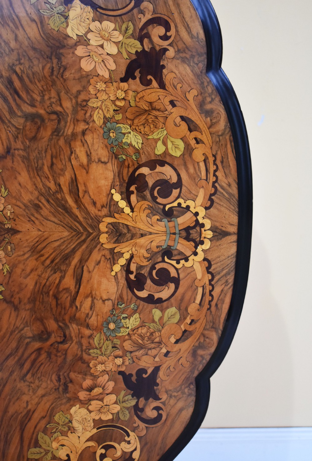19th Century Victorian Walnut & Marquetry Dining Table View VI