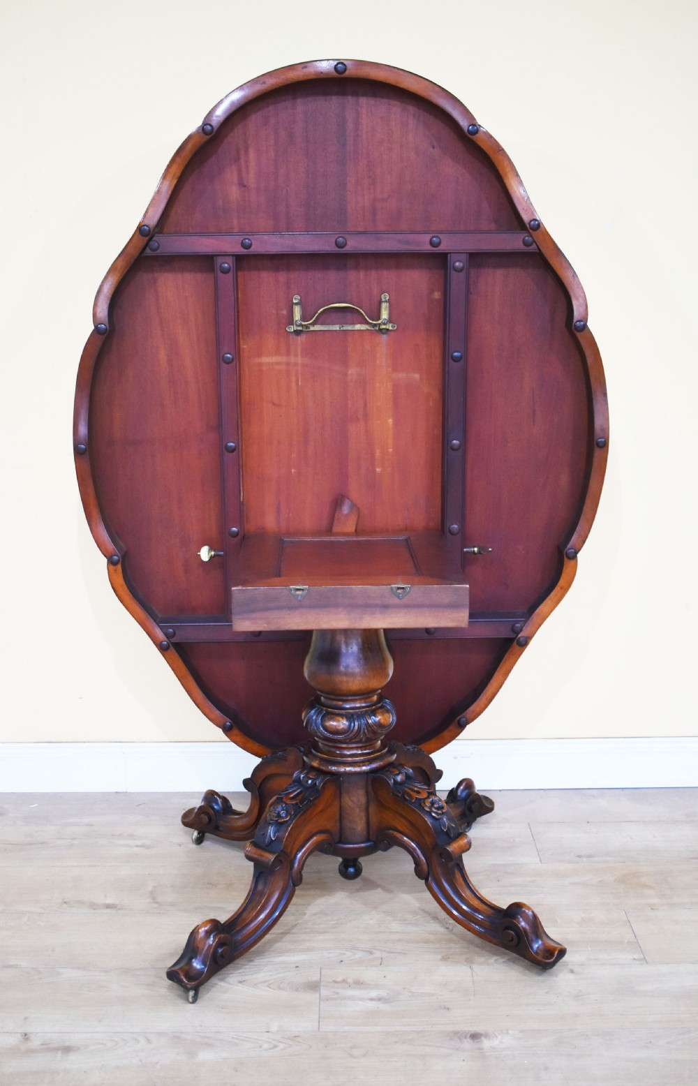 19th Century Victorian Walnut & Marquetry Dining Table View VIII