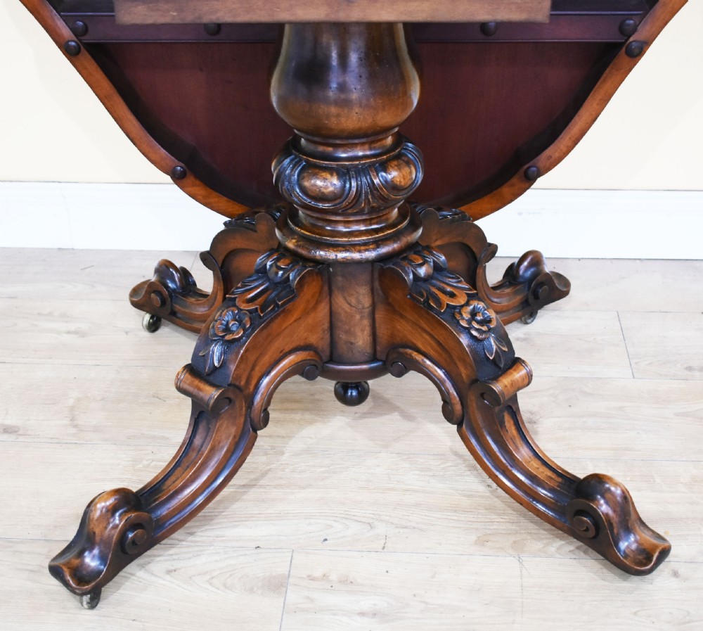 19th Century Victorian Walnut & Marquetry Dining Table View IX