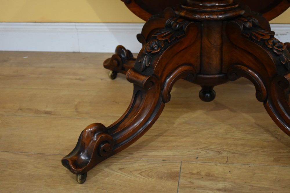 19th Century Victorian Walnut & Marquetry Dining Table View XI