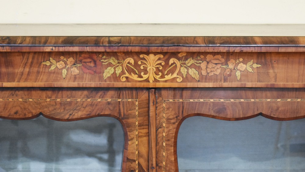 Pair of 19th Century Victorian Walnut & Marquetry Pier Cabinets View IV