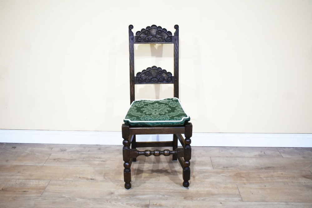 Set of 12 Carved Oak Dining Chairs View IV