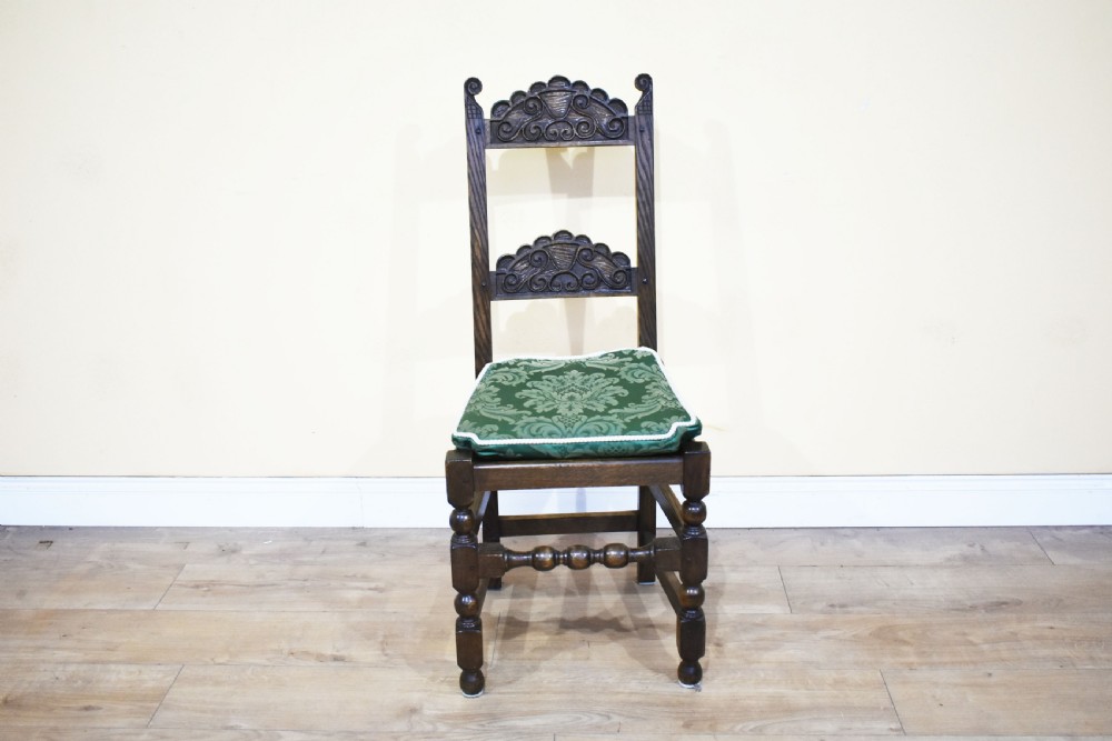 Set of 12 Carved Oak Dining Chairs View V