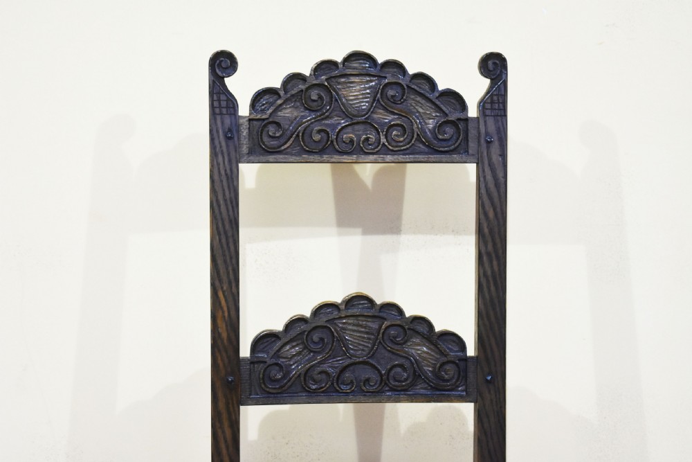 Set of 12 Carved Oak Dining Chairs View VI
