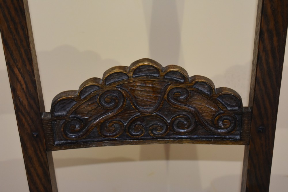 Set of 12 Carved Oak Dining Chairs View VIII