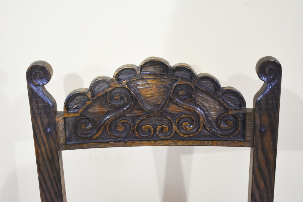 Set of 12 Carved Oak Dining Chairs View IX