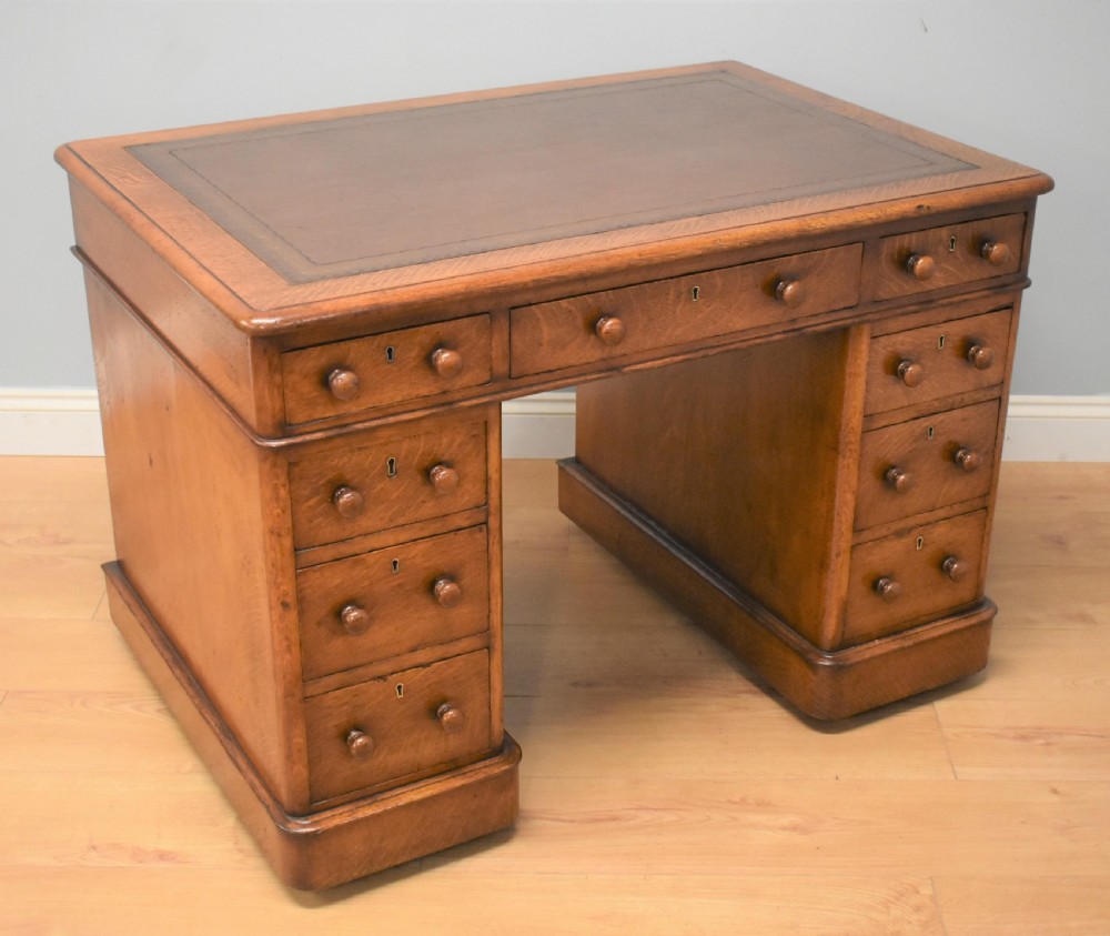 Victorian Oak Pedestal Desk View II