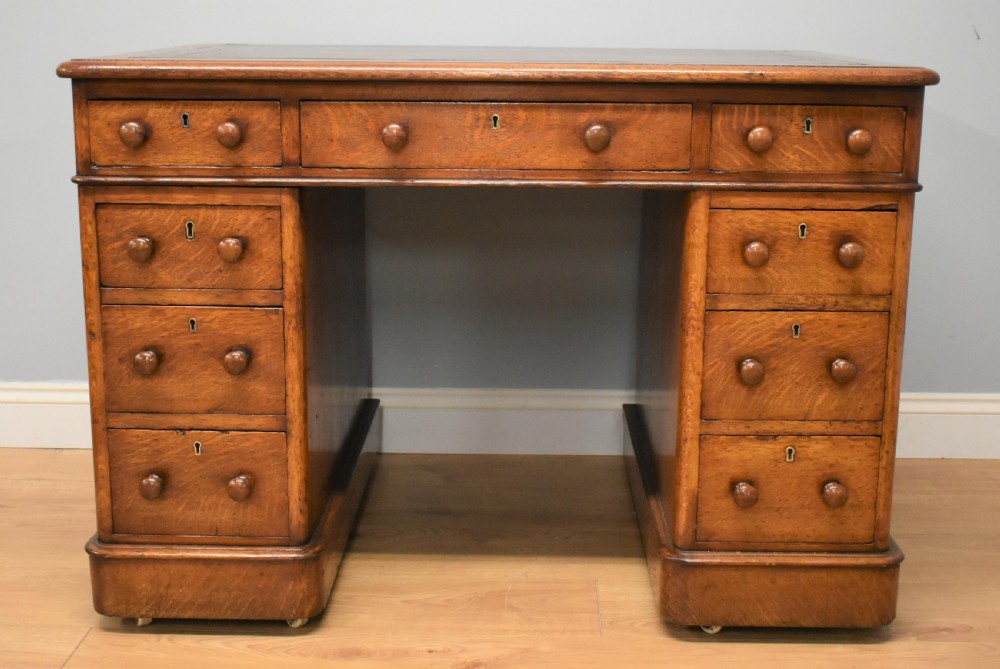 Victorian Oak Pedestal Desk View III