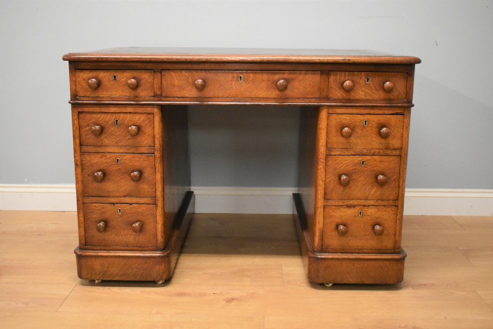 Victorian Oak Pedestal Desk View IV