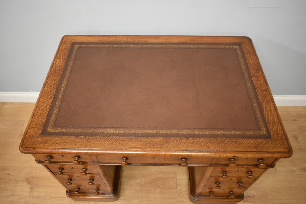 Victorian Oak Pedestal Desk View VI