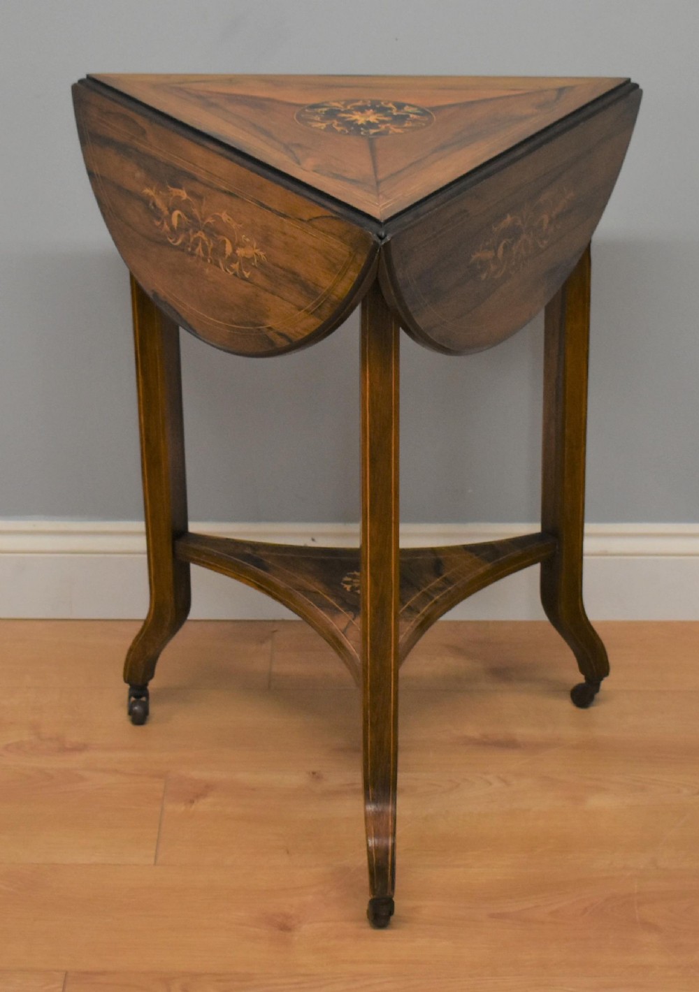 Victorian Rosewood Inlaid drop leaf tripod table
