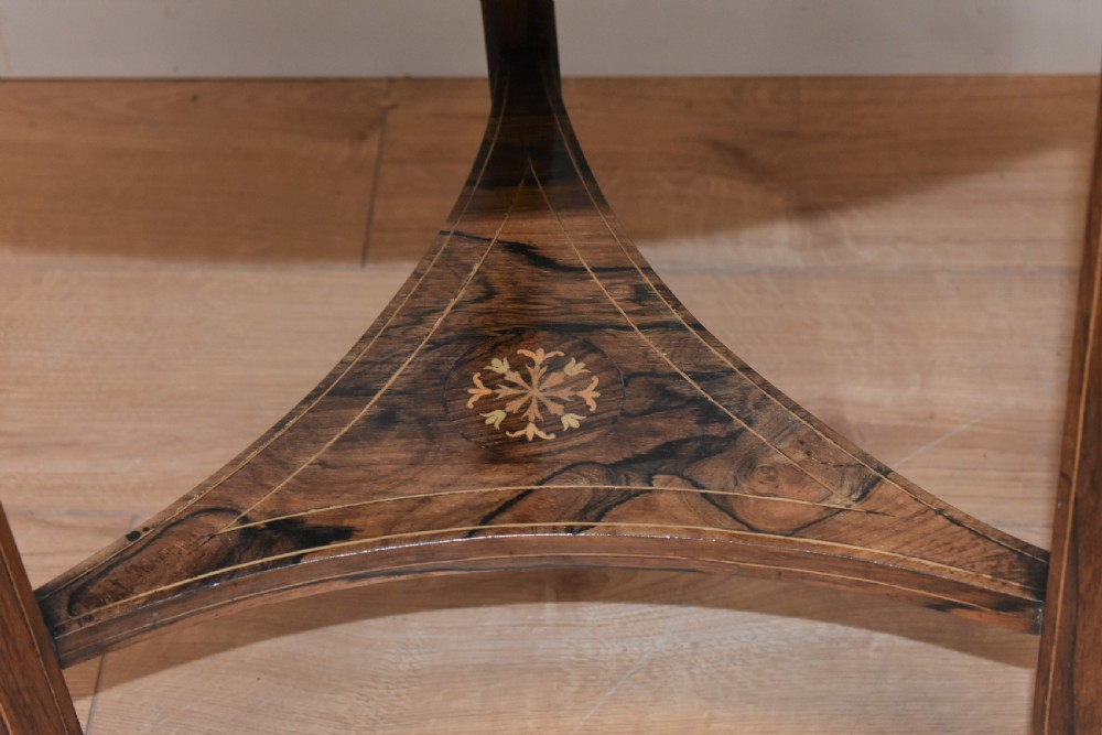Victorian Rosewood Inlaid drop leaf tripod table View IV