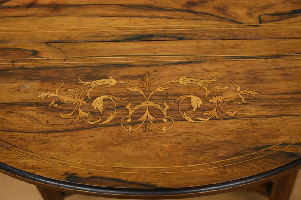 Victorian Rosewood Inlaid drop leaf tripod table View VI