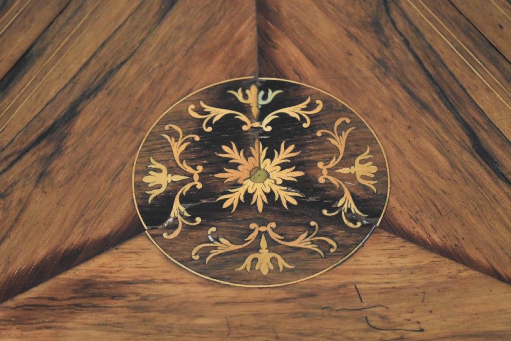 Victorian Rosewood Inlaid drop leaf tripod table View VII