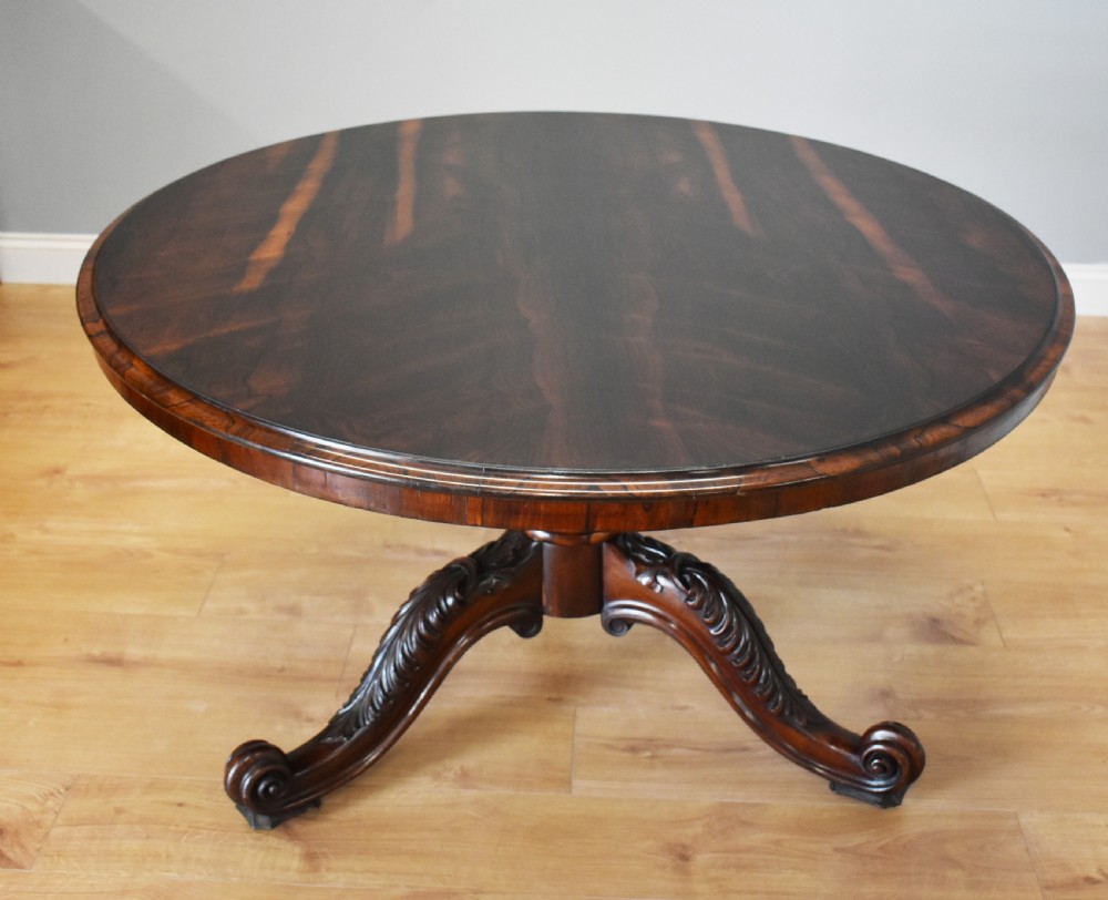 Early Victorian Rosewood Circular Dining Table View VI