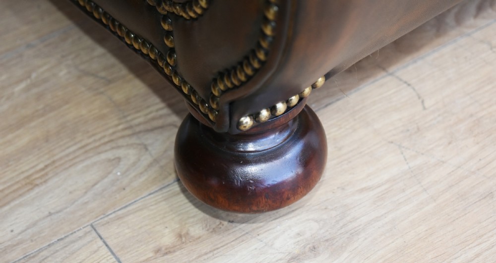 Quality Pair Antique Leather Club Armchairs View IX