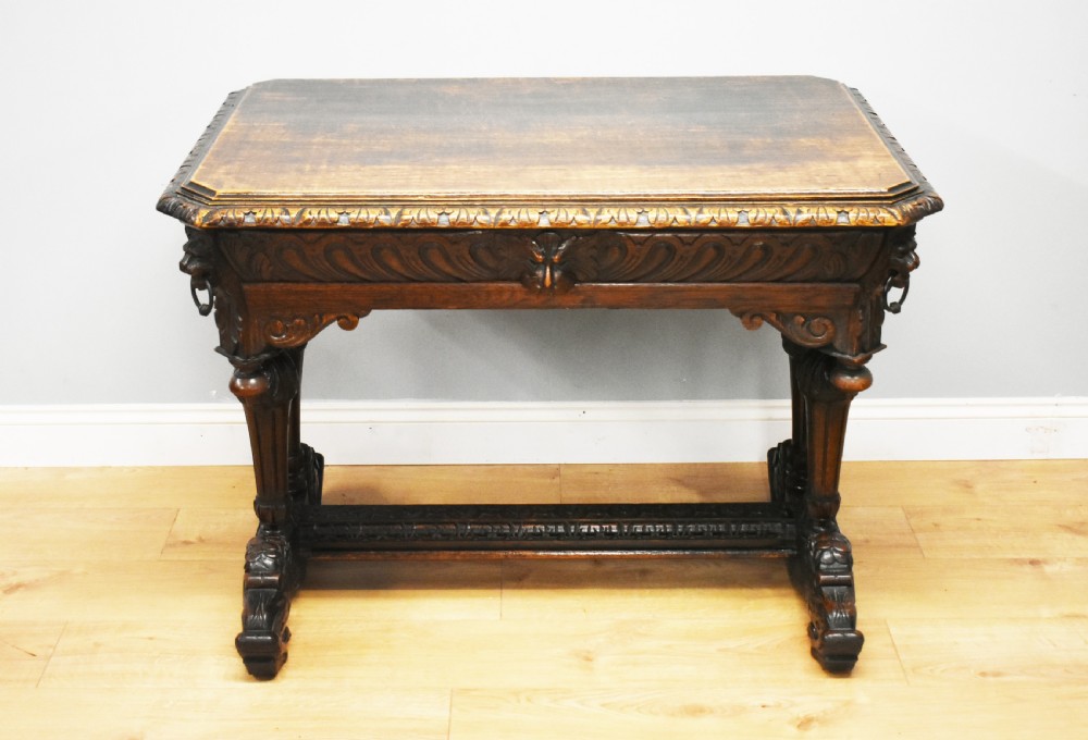 19th Century Victorian Carved Oak Centre Table View II