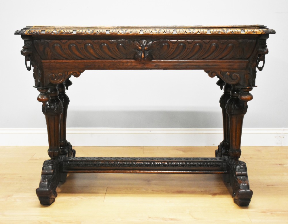 19th Century Victorian Carved Oak Centre Table View IV