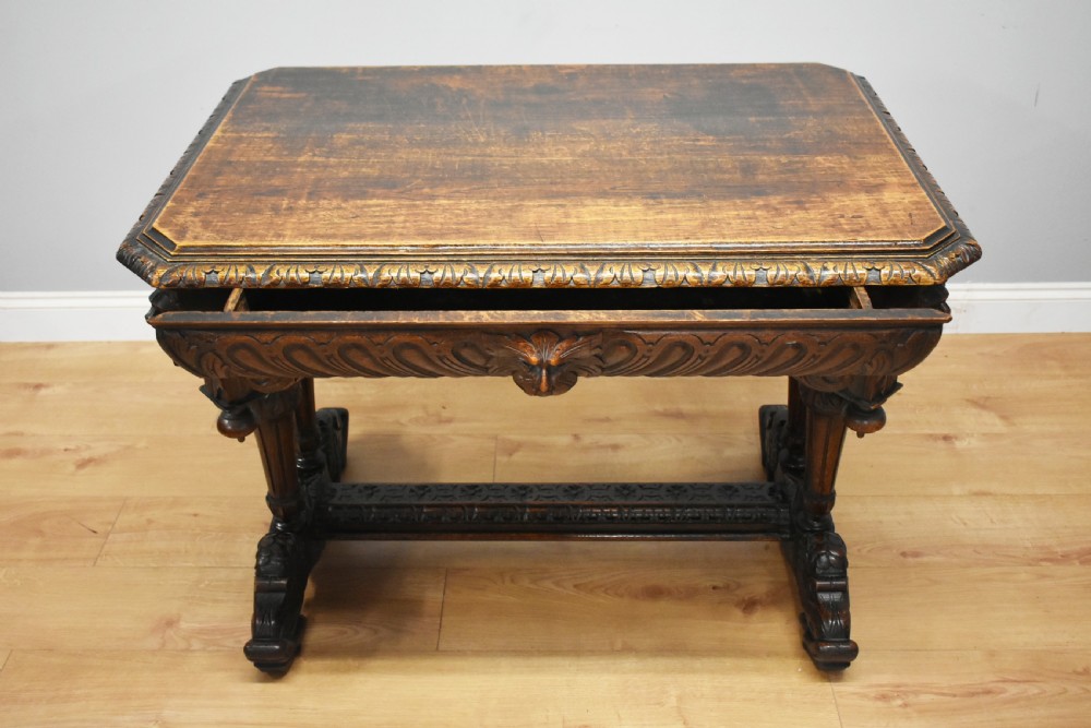 19th Century Victorian Carved Oak Centre Table View V