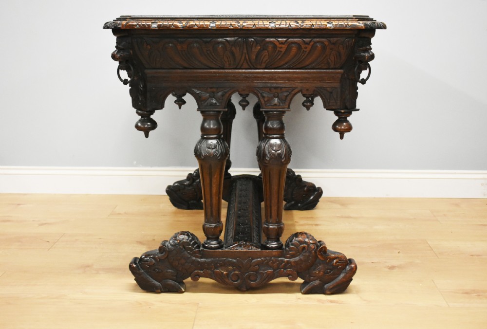 19th Century Victorian Carved Oak Centre Table View VI