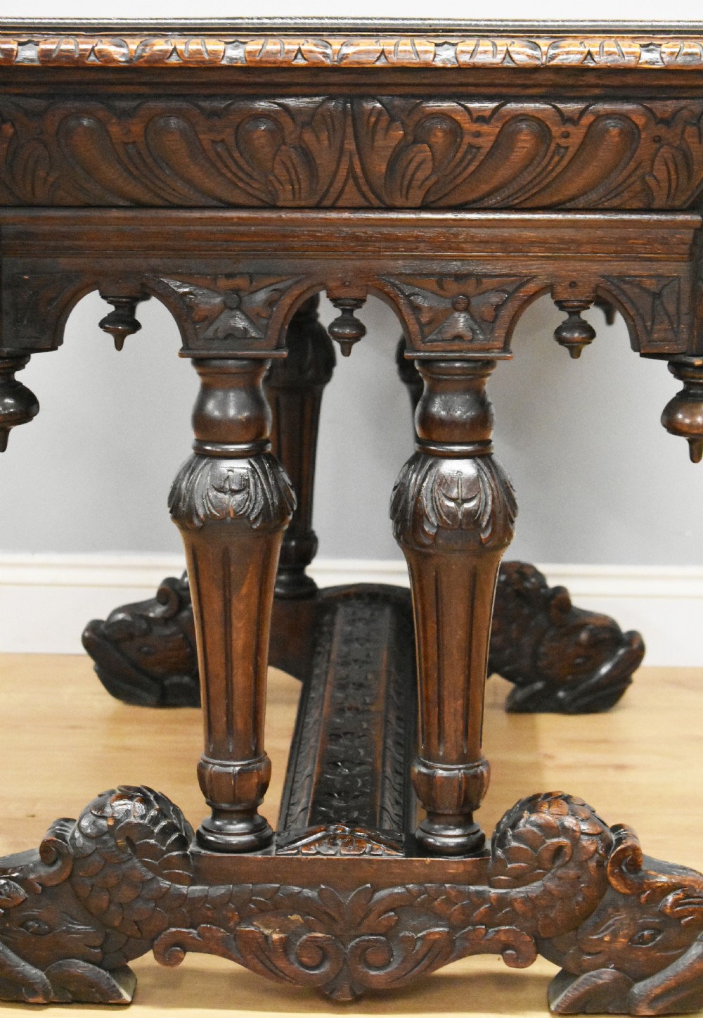 19th Century Victorian Carved Oak Centre Table View VII